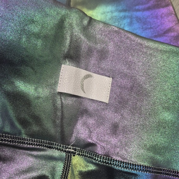 Zyia Active Leggings Womens 6-8 Blue Mermaid Luxe High Rise Iridescent 7/8 Shine - Picture 3 of 9